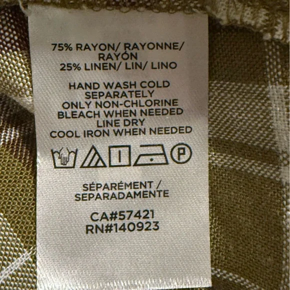 NWT LOFT Olive Plaid Long Sleeve Ruffled Blouse Size Large - Picture 9 of 9